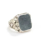 925 Ayar Gümüş Dikdörtgen Kaşlı Erkek Yüzük thumbnail 1