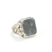 925 Ayar Gümüş Dikdörtgen Kaşlı Erkek Yüzük thumbnail 2