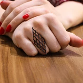 925 Ayar Gümüş Baklava Desenli Yüzük thumbnail 1