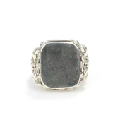 925 Ayar Gümüş Dikdörtgen Kaşlı Erkek Yüzük thumbnail 4