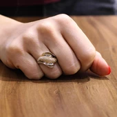 925 Ayar Gümüş Yaprak Bükümlü Model Yüzük thumbnail 1