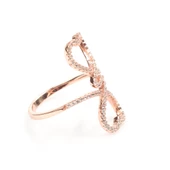 925 Ayar Gümüş Beyaz Taşlı Çiftli Kalp Yüzük thumbnail 5