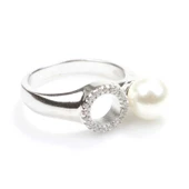 925 Ayar Gümüş Beyaz Renk İncili Zirkon Taşlı Tasarım Yüzük thumbnail 7