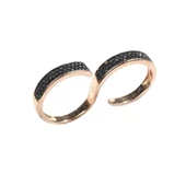 925 Ayar Gümüş Çift Parmak Siyah Taşlı Yüzük thumbnail 5