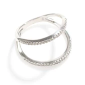 925 Ayar Gümüş Beyaz Renkli Tasarım Yüzük thumbnail 5