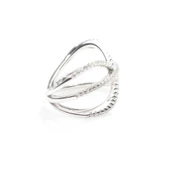 925 Ayar Gümüş Beyaz Renk, Beyaz Zirkon Taşlı Yüzük thumbnail 4