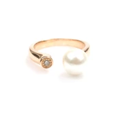 925 Ayar Gümüş Tek İncili Zirkon Taşlı Yüzük thumbnail 6