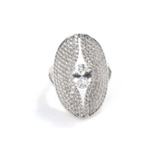 925 Ayar Gümüş Pembe Renk, Oval Tasarım Yüzük thumbnail 2