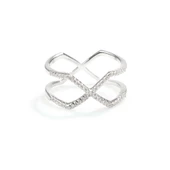 925 Ayar Gümüş Beyaz Renkli Beyaz Zirkon Taşlı Tasarım Yüzük thumbnail 9