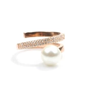 925 Ayar Gümüş Helezon İncili Model Yüzük thumbnail 4