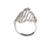 925 Ayar Gümüş Beyaz Taşlı, Beyaz Renk Çizgili Model Yüzük thumbnail 3