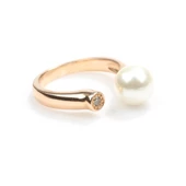 925 Ayar Gümüş Tek İncili Zirkon Taşlı Yüzük thumbnail 4