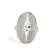 925 Ayar Gümüş Pembe Renk, Oval Tasarım Yüzük thumbnail 4