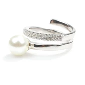 925 Ayar Gümüş Helezon İncili Model Yüzük thumbnail 8