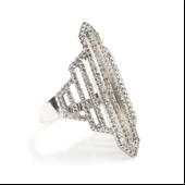 925 Ayar Gümüş Beyaz Taşlı, Beyaz Renk Çizgili Model Yüzük thumbnail 4