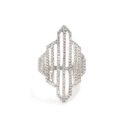 925 Ayar Gümüş Beyaz Taşlı, Beyaz Renk Çizgili Model Yüzük thumbnail 2