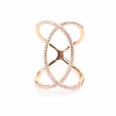 925 Ayar Gümüş Pembe Renk Tasarım Yüzük thumbnail 4