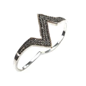 925 Ayar Gümüş Çift Parmak Zikzak Tasarım Yüzük thumbnail 1