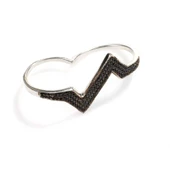 925 Ayar Gümüş Çift Parmak Zikzak Tasarım Yüzük thumbnail 3