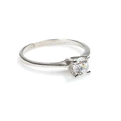 925 Ayar Gümüş 0,50 ct Görünümlü Tektaş Yüzük thumbnail 3