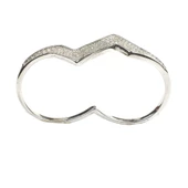 925 Ayar Gümüş Çift Parmak Zikzak Tasarım Beyaz Taşlı Yüzük thumbnail 3