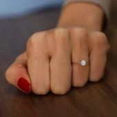 925 Ayar Gümüş 0,50 ct Görünümlü Tektaş Yüzük thumbnail 5