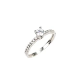 925 Ayar Gümüş 0,40 ct Görünümlü Tektaş Yüzük thumbnail 4