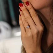 925 Ayar Gümüş 1,30 ct Görünümlü Tektaş Yüzük thumbnail 1