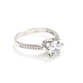 925 Ayar Gümüş 1,5 ct Görünümlü Tektaş Yüzük thumbnail 4