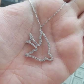 925 Ayar Gümüş Taşlı Martı Kolye thumbnail 2