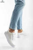 Enzo Erkek Beyaz Cılt Rahat Esnek Dikişli Hafif Taban Günlük Sneaker Ayakkabı Enzo-0360 - 1