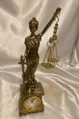 Avukat Adalet Kadın Heykeli Themis Terazi Dekoratif Hakim Savcı Saatli thumbnail 2
