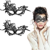 Siyah Renk Dantel Kesim Dantel İşlemeli Balo Parti Maskesi 1 No thumbnail 2