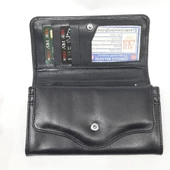 Siyah Renk Çok Bölmeli Bayan Deri Cüzdan - 5