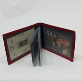 Siyah-Taba-Kahve-Kırmızı Renkte Arkası Kart Bölmeli Dikey Model Hakiki Deri Kartlık - 3