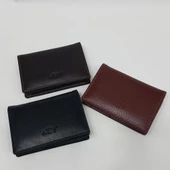 Siyah-Taba-Kahve Renkte Yatay Model Hakiki Deri Kapaklı Kartlık - 7