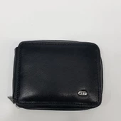 Siyah-Taba-Kahve Renkte Yatay Model Hakiki Deri Fermuar Tasarımlı Kartlık - 5