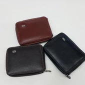 Siyah-Taba-Kahve Renkte Yatay Model Hakiki Deri Fermuar Tasarımlı Kartlık - 4