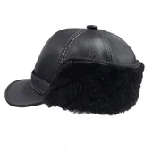 Kısa Kulaklıklı Yana Çıtçıtlanabilen Siperli Kürk Şapka - 10