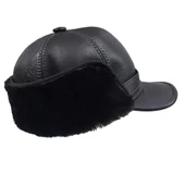 Kısa Kulaklıklı Yana Çıtçıtlanabilen Siperli Kürk Şapka - 12