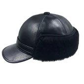 Kısa Kulaklıklı Yana Çıtçıtlanabilen Siperli Kürk Şapka - 11