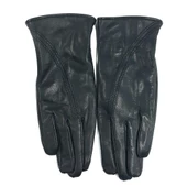 Siyah Renk Çift Dikişli Bayan Polarlı Deri Eldiven - 11