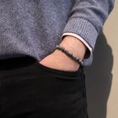 Gri Jasper Doğal Taş Erkek Bilekliği EBLK-485 thumbnail 2