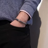 Antrasit Doğal Taş Erkek Bileklik EBLK-499 - 2