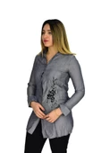 Kadın Gri Nakışlı Tunik AKR-1323 thumbnail 3
