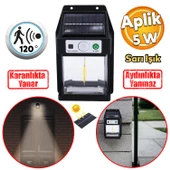 Sensörlü Bahçe Duvar Dış Mekan Apliği Aplik Güneş Enerjili 3 Modlu Sarı Işıklı 5 W Fener Lamba thumbnail 1