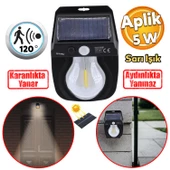 Sensörlü Bahçe Duvar Dış Mekan Apliği Aplik Güneş Enerjili 3 Modlu Sarı Işıklı 5 W Fener Lamba thumbnail 1