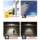 Sensörlü Bahçe Duvar Dış Mekan Apliği Aplik Güneş Enerjili 3 Modlu Sarı Işıklı 15 W Fener Lamba thumbnail 2