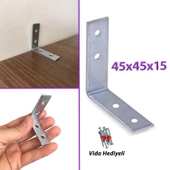 Mobilya Eşya Dolap Duvar Sabitleyici Köşe Bağlantı L Demir Gönye Deprem Güvenliği 45x45x15mm - 1