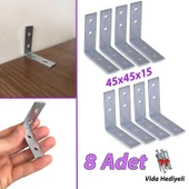 8 Adet Mobilya Eşya Dolap Duvar Sabitleyici Köşe Bağlantı L Demir Gönye Deprem Güvenliği 45x45x15mm - 1